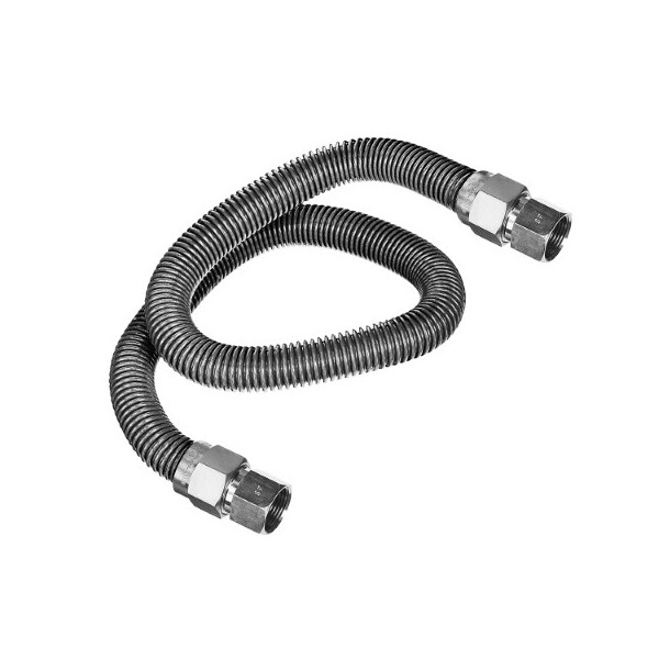 Flextron Gas Line Hose 3/8'' O.D. x 60'' Length with 3/8" FIP Fittings, Stainless Steel Flexible Connector FTGC-SS14-60H - main